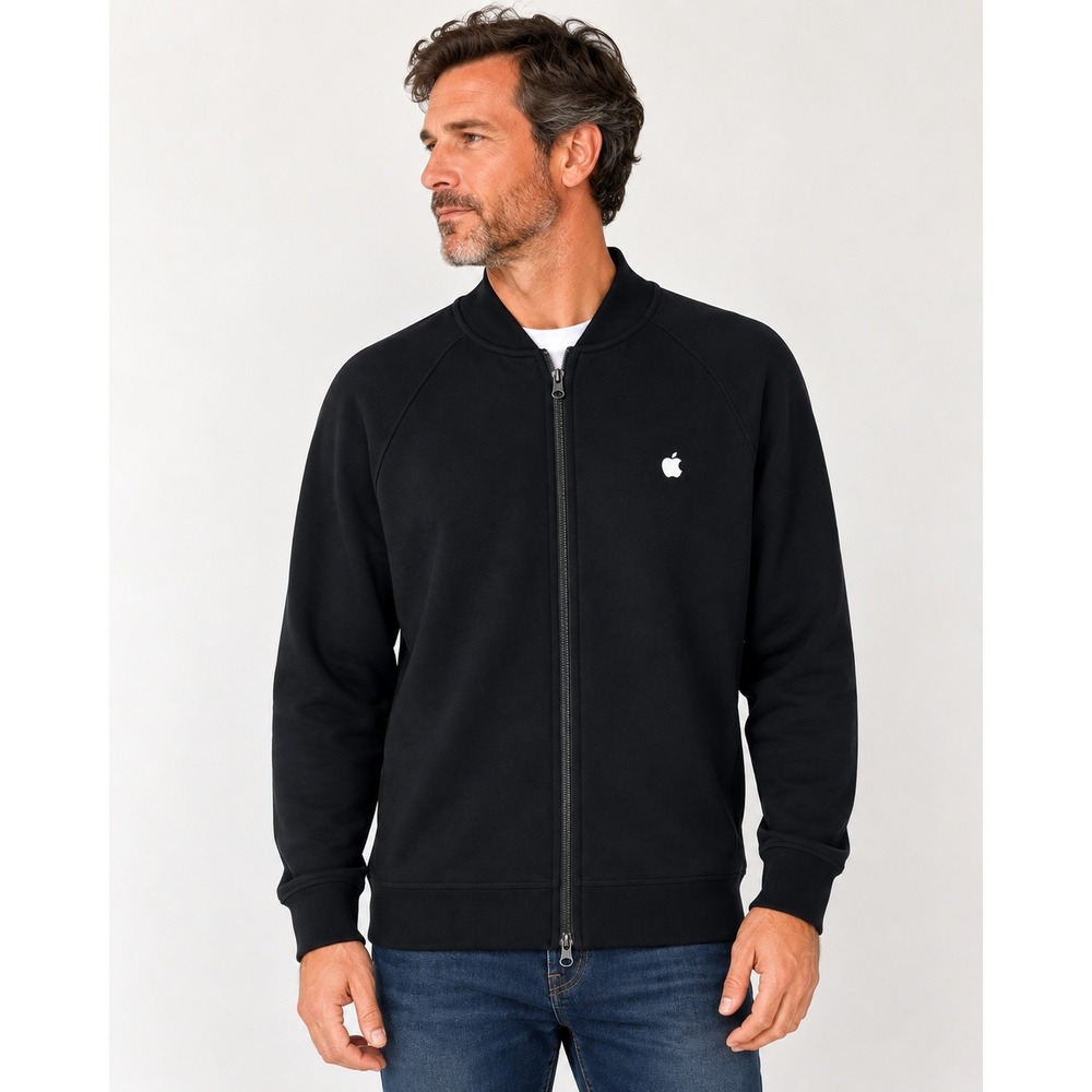 Apple Employee Embroidered Full Zip Jacket Black XL Bomber Tech Corporate Logo